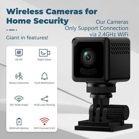 Mini 4K Tiny Camera WiFi Wireless Small Portable 2026 HD Nanny Cam with Motion Detection,Cloud & SD Storage,Night Vision,Wide Angle,Can No Need WiFi Cams Micro Security Cameras for Home Baby Indoor in Kuwait