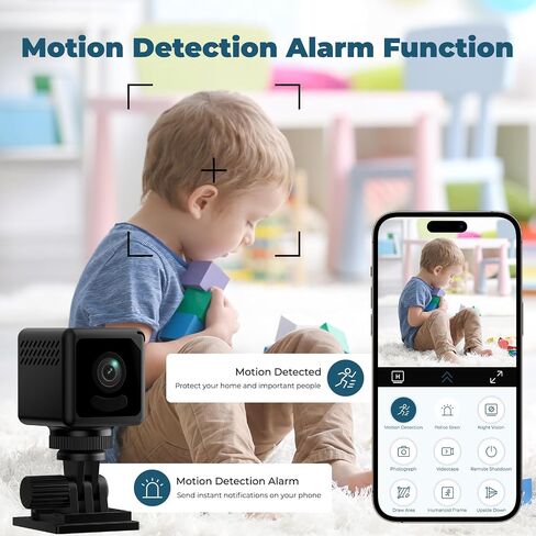 Mini 4K Tiny Camera WiFi Wireless Small Portable 2026 HD Nanny Cam with Motion Detection,Cloud & SD Storage,Night Vision,Wide Angle,Can No Need WiFi Cams Micro Security Cameras for Home Baby Indoor in Kuwait