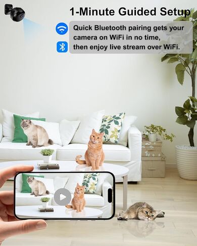 Nanny Cam Wireless Indoor Camera 1080P Wi-Fi Camera for Home Security Pet Monitoring, Motion Detection & Night Vision Pet Cameras,SD & Cloud Storage in Kuwait