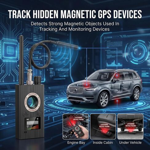 Hidden Camera Detector,GPS Bug Detector & RF Signal Scanner for Travel | 3-in-1 Hidden Camera, GPS, Bug & RF Detector, Infrared & Magnet Finder, Portable for Travel, Hotel, Car, Office, Long Battery in Kuwait