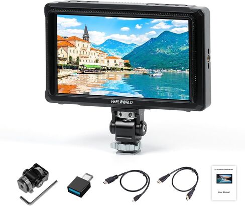 FEELWORLD 6 Inch DSLR Camera Field Monitor,1200nit High Bright 4K HDMI On Camera Monitor, 3D Lut 1920X1080 HD Focus Peaking Assist Full Waveform Video Field Monitor FW568PRO in Kuwait