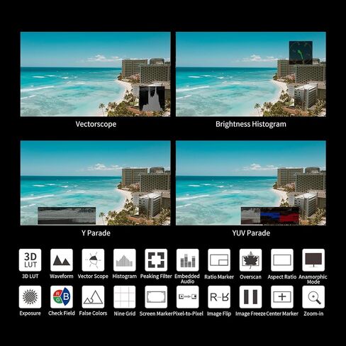 FEELWORLD 6 Inch DSLR Camera Field Monitor,1200nit High Bright 4K HDMI On Camera Monitor, 3D Lut 1920X1080 HD Focus Peaking Assist Full Waveform Video Field Monitor FW568PRO in Kuwait