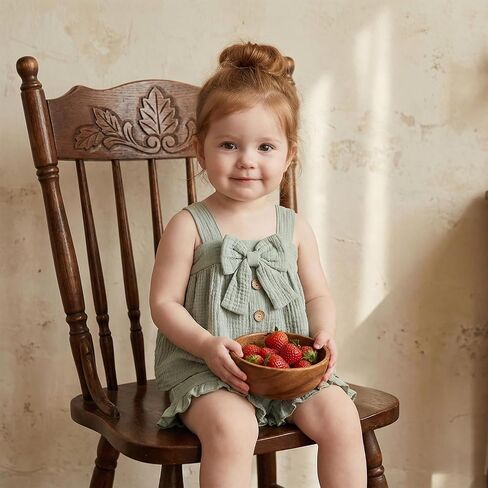 Toddler Baby Girl Linen Outfit Summer Sleeveless Bow Shirt Cotton Linen Button Down Tops Ruffle Bloomer Shorts Set in Kuwait