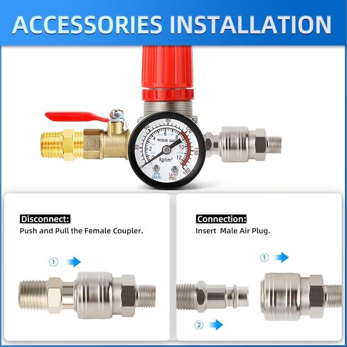 MEANLIN MEASURE Air Compressor Pressure Switch Control Valve 120-150 PSI 110V-240V 4-way Replacement Parts With 0-200 Psi Air Compressor Regulator and Safety Pressure Relief Valve in Kuwait