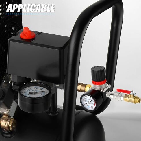 MEANLIN MEASURE Air Compressor Pressure Switch Control Valve 120-150 PSI 110V-240V 4-way Replacement Parts With 0-200 Psi Air Compressor Regulator and Safety Pressure Relief Valve in Kuwait