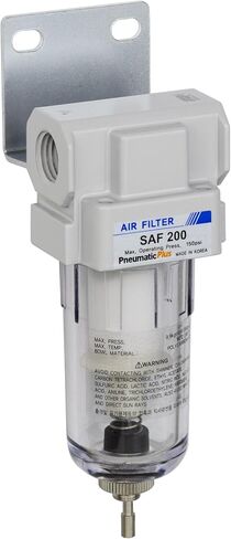 PneumaticPlus SAF200-N02B Compressed Air Particulate Filter 1/4" NPT | 10 Micron Element, 39 SCFM, 1/4" NPT, Polycarbonate Bowl, Manual Drain, 150 PSI Max, Mounting Bracket Included in Kuwait