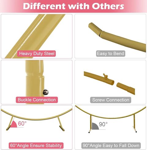 Queension Large Wedding Arch for Ceremony 7 Ft, Circle Arch for Party, Gold | Balloon Arches Backdrop Stand with Metal Base, Outdoor Garden Trellis with Water Bag for Climbing Plant, Round Frame in Kuwait