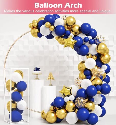 Queension Large Wedding Arch for Ceremony 7 Ft, Circle Arch for Party, Gold | Balloon Arches Backdrop Stand with Metal Base, Outdoor Garden Trellis with Water Bag for Climbing Plant, Round Frame in Kuwait