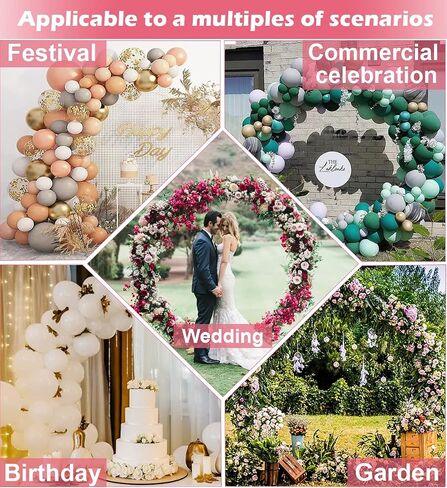 Queension Large Wedding Arch for Ceremony 7 Ft, Circle Arch for Party, Gold | Balloon Arches Backdrop Stand with Metal Base, Outdoor Garden Trellis with Water Bag for Climbing Plant, Round Frame in Kuwait