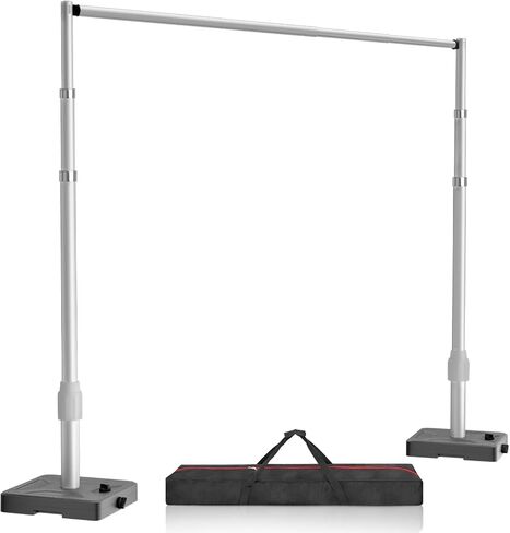Emart 10x10ft Pipe and Drape Backdrop Stand Kit, Water Tank Base, Black | Heavy duty adjustable metal frame with water tank bases, ideal for weddings, birthdays, baby showers and holiday party decor in Saudi Arabia