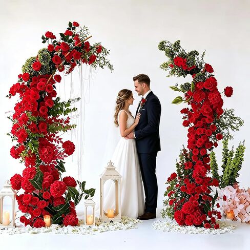 Metal Open Arch Backdrop Stand, 6.7FT & 5.8FT Half Moon Arch Backdrop Stand Set of 2 Wedding Archs for Ceremony Birthday Bridal Baby Shower Anniversary Floral Stand (Gold) in Kuwait