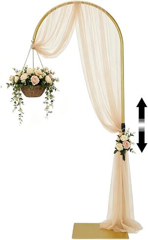 Heavy Duty Half Wedding Arch Stand Versatile Adjustable 5.6-7.6FT Hook | Silver Half Arch Backdrop for Wedding Party Window Display Seasonal Decor Thick Metal Pole Weighted Base Stand Firm in Kuwait