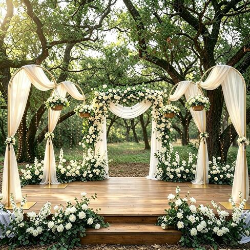 Heavy Duty Half Wedding Arch Stand Versatile Adjustable 5.6-7.6FT Hook | Gold Half Arch Backdrop for Wedding Party Window Display Seasonal Decor Thick Metal Pole Weighted Base Stand Firm in Kuwait
