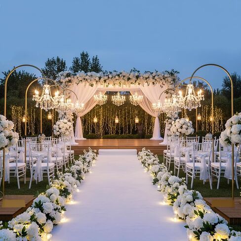 Heavy Duty Half Wedding Arch Stand Versatile Adjustable 5.6-7.6FT Hook | Gold Half Arch Backdrop for Wedding Party Window Display Seasonal Decor Thick Metal Pole Weighted Base Stand Firm in Kuwait
