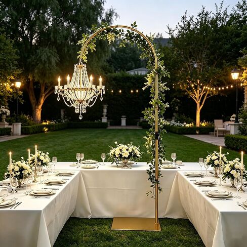 Heavy Duty Half Wedding Arch Stand Versatile Adjustable 5.6-7.6FT Hook | Gold Half Arch Backdrop for Wedding Party Window Display Seasonal Decor Thick Metal Pole Weighted Base Stand Firm in Kuwait