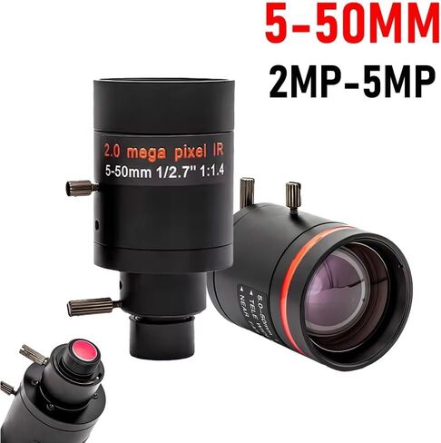 10X Varifocal Lens 5-50mm F1.6 M12 Mount 2/5MP Manual Focus for CCTV Security Camera(Without Filter,5-50mm(5MP)) in Kuwait