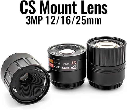 12/16/25mm CS Mount Lens 1/2" 1/2.5" Format 650nm Filter Industrial Security Camera(Without Filter,16MM_CS Mount) in Kuwait