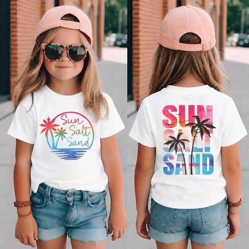 CM C&M WODRO Sun Salt Sand Shirt for Baby Boy Girl Toddler Funny Summer Vacation Palm Tree T-Shirt Kids Short Sleeve Tee Tops in Saudi Arabia