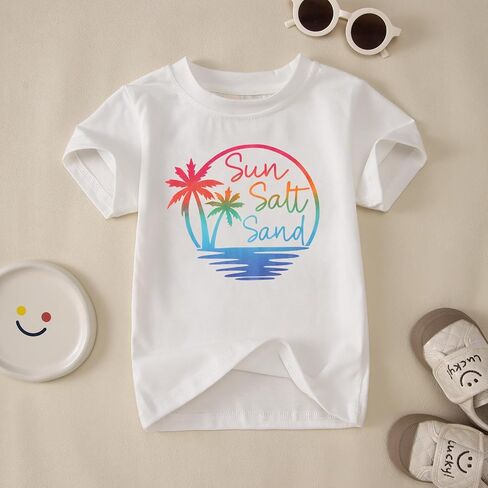 CM C&M WODRO Sun Salt Sand Shirt for Baby Boy Girl Toddler Funny Summer Vacation Palm Tree T-Shirt Kids Short Sleeve Tee Tops in Saudi Arabia