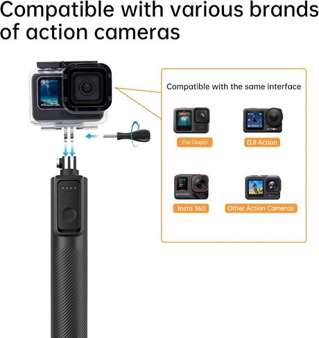 Suptig Selfie Stick Floating Hand Grip Waterproof Extendable Selfie Monopod Compatible Gopro Hero 13 Hero 12/11/10/9/8/7/6/5, Gopro Mission 1 Pro, DJI Action 6 5 Pro 5 4 3 and More Action Camera in Kuwait