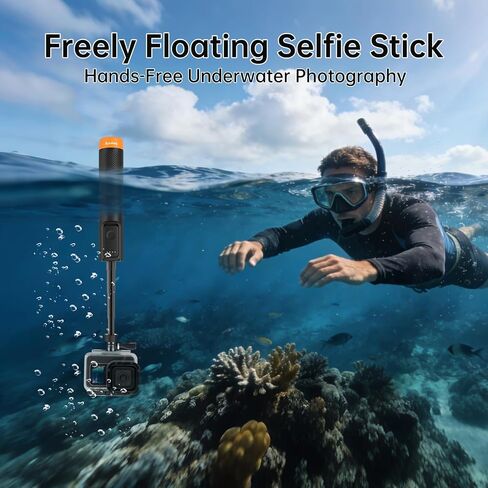 Suptig Selfie Stick Floating Hand Grip Waterproof Extendable Selfie Monopod Compatible Gopro Hero 13 Hero 12/11/10/9/8/7/6/5, Gopro Mission 1 Pro, DJI Action 6 5 Pro 5 4 3 and More Action Camera in Kuwait
