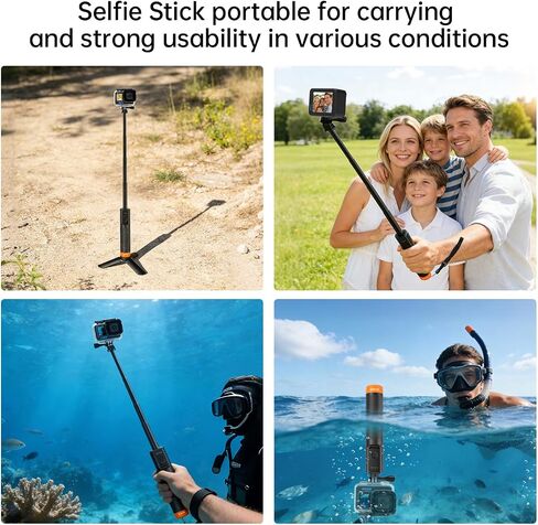 Suptig Selfie Stick Floating Hand Grip Waterproof Extendable Selfie Monopod Compatible Gopro Hero 13 Hero 12/11/10/9/8/7/6/5, Gopro Mission 1 Pro, DJI Action 6 5 Pro 5 4 3 and More Action Camera in Kuwait