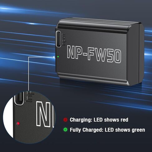NP-FW50 Replacement Battery 2 Pack 1500mAh with Type-C Direct Charging Port for Sony A7S II, A7R II, ZV-E10, A7, A7S, A7R, A6400, A6500, A6300, A5000, A5100, A6000 Camera in Saudi Arabia