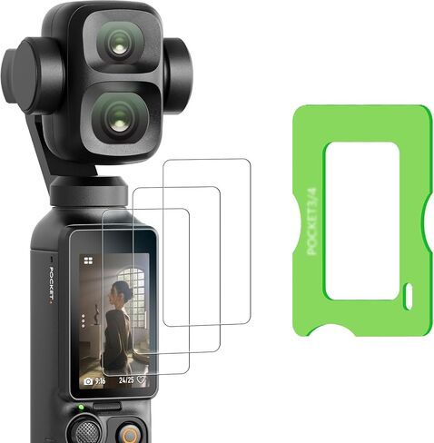 AMAZEAR Screen Protector for DJI Osmo Pocket 4P (3 Pack), Pocket 4 Pro Accessories Tempered Glass Screen Protective Cover, 9H Hardness, Ultra HD, Touch Sensitive, Bubble-Free(TGP & Frame) in Kuwait