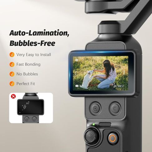 AMAZEAR Screen Protector for DJI Osmo Pocket 4P (3 Pack), Pocket 4 Pro Accessories Tempered Glass Screen Protective Cover, 9H Hardness, Ultra HD, Touch Sensitive, Bubble-Free(TGP & Frame) in Kuwait