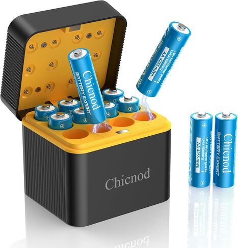 Rechargeable AA Lithium Batteries with Fast USB-C Charger, 12-Pack 4255 mWh 1.5V Constant Voltage for Blink Outdoor Camera, Xbox Controller, Flashlights – 2000+ Cycles in Saudi Arabia