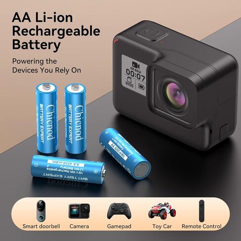 Rechargeable AA Lithium Batteries with Fast USB-C Charger, 12-Pack 4255 mWh 1.5V Constant Voltage for Blink Outdoor Camera, Xbox Controller, Flashlights – 2000+ Cycles in Saudi Arabia