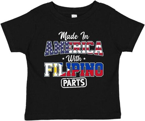 Filipino American Baby Bodysuit One Piece or Toddler T-Shirt Made in America with Pinoy Parts Flag in Kuwait