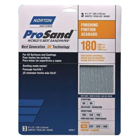 Norton 9" x 11" 02637 ProSand Sanding Sheet 180 Grit, Job Pack in Kuwait