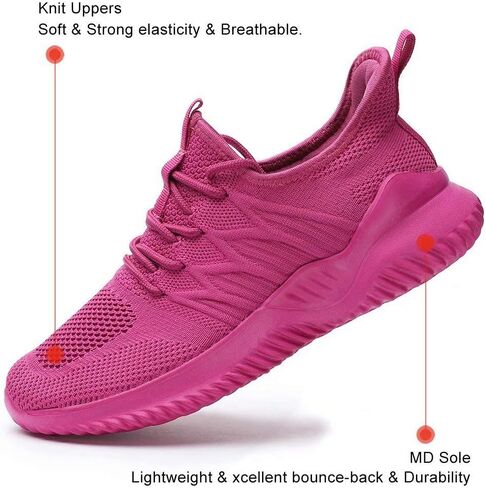 Womens Ladies Walking Running Shoes Slip On Lightweight Casual Tennis Sneakers Girls Kids Zapatos de Mujer Rose in Kuwait