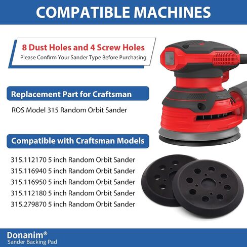Donanim 5 Inch Orbital Sander Backing Pad for Craftsman 315116070 315112180 | Replacement Sander Pad for Craftsman Random Orbit Sanders 315112170, 315116940 in Kuwait