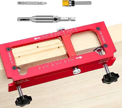 Door Hinge Jig, Precision Door Leaf Router Template for Hinges | 6061 aluminum click-positioning depth stop 2.5-5 in hinges 1/4 & 5/8 R square corner ready pro-grade kit for DIY & carpentry in Kuwait