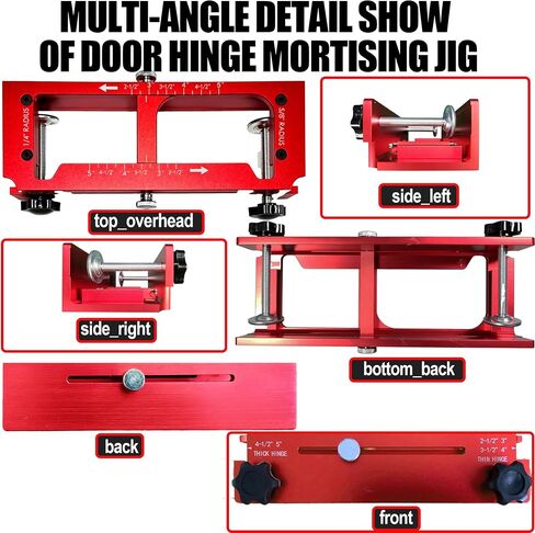Door Hinge Jig, Precision Door Leaf Router Template for Hinges | 6061 aluminum click-positioning depth stop 2.5-5 in hinges 1/4 & 5/8 R square corner ready pro-grade kit for DIY & carpentry in Kuwait