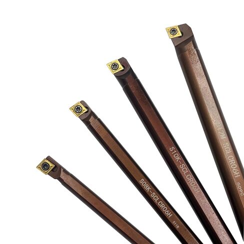18-Piece Anti-Vibration Boring Set, 4 Pcs S07K/S08K/S10K/S12M-SCLCR06 Spring Steel Boring Bars, with 14 Pcs CCMT0602 Inserts for High-Precision Internal Machining in Kuwait