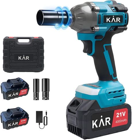 Karramlili 1/2" Brushless Impact Wrenches – 21V 450N.m Max Torque, 2-Speed 0-2200 RPM, 0-2200 BPM, 2×4000mAh Batteries & Charger, for Automotive & Truck Tire Maintenance in Kuwait