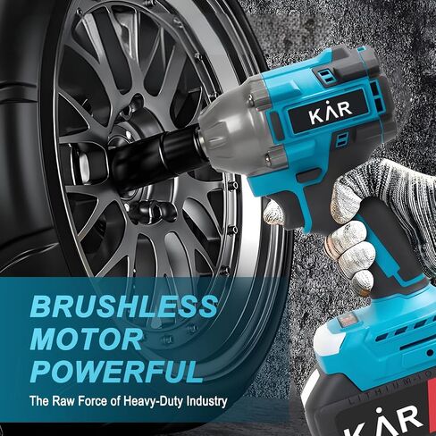 Karramlili 1/2" Brushless Impact Wrenches – 21V 450N.m Max Torque, 2-Speed 0-2200 RPM, 0-2200 BPM, 2×4000mAh Batteries & Charger, for Automotive & Truck Tire Maintenance in Kuwait