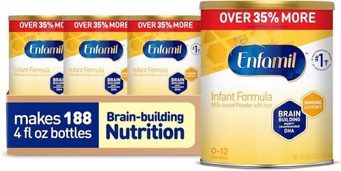 Enfamil Infant Formula, Milk-based Baby Formula with Iron, Omega-3 DHA & Choline, Powder Can, 29.4 oz (Pack of 4) in Kuwait