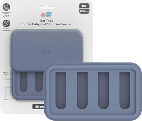 ezpz Baby-Led Gumline Feeder (Indigo) - Silicone Fruit Feeder for Infants 4 Months + - Baby Feeding Essentials - BLW Tools - Works Best with Compatible Ice Tray (Sold Separately) in Saudi Arabia