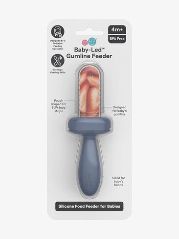 ezpz Baby-Led Gumline Feeder (Indigo) - Silicone Fruit Feeder for Infants 4 Months + - Baby Feeding Essentials - BLW Tools - Works Best with Compatible Ice Tray (Sold Separately) in Saudi Arabia