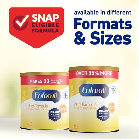 Enfamil Infant Formula, Milk-based Baby Formula with Iron, Omega-3 DHA & Choline, Powder Can, 29.4 oz (Pack of 4) in Kuwait