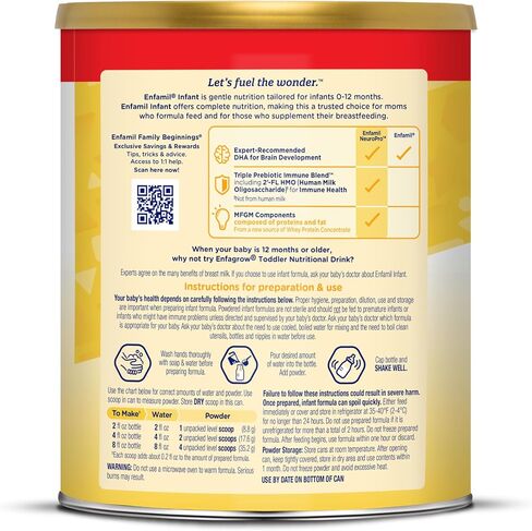 Enfamil Infant Formula, Milk-based Baby Formula with Iron, Omega-3 DHA & Choline, Powder Can, 29.4 oz (Pack of 4) in Kuwait