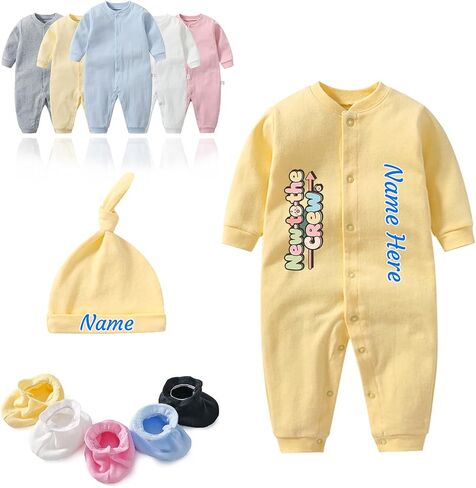 Custom Newborn Baby Girl Clothes 0-3 Months, Newborn Boy Clothes New Born Baby Essentials Must Haves Coming Home Outfit in Kuwait