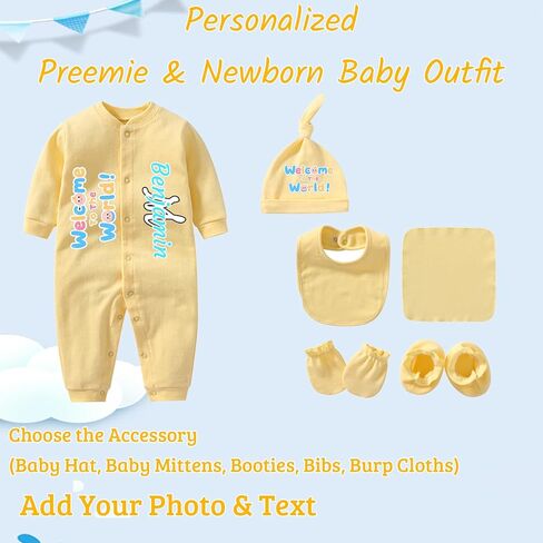 Custom Newborn Baby Girl Clothes 0-3 Months, Newborn Boy Clothes New Born Baby Essentials Must Haves Coming Home Outfit in Kuwait