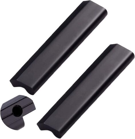 Wardrobe Door Handles,2 Pack Finger Edge Pull Furniture Drawer Handles Invisible Handles Aluminum Alloy Knobs Door Levers for Cupboard,Closet,Wardrobe(Black,Hole Distance 128mm) in Kuwait