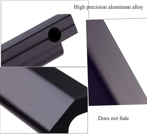 Wardrobe Door Handles,2 Pack Finger Edge Pull Furniture Drawer Handles Invisible Handles Aluminum Alloy Knobs Door Levers for Cupboard,Closet,Wardrobe(Black,Hole Distance 128mm) in Kuwait