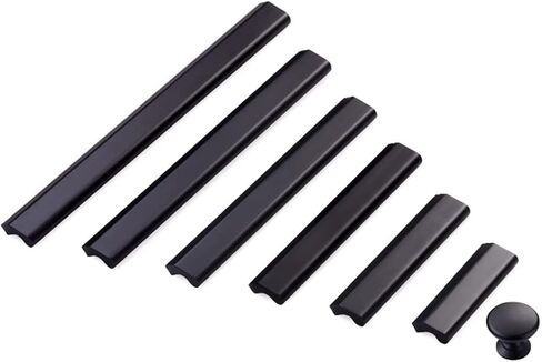 Wardrobe Door Handles,2 Pack Finger Edge Pull Furniture Drawer Handles Invisible Handles Aluminum Alloy Knobs Door Levers for Cupboard,Closet,Wardrobe(Black,Hole Distance 128mm) in Kuwait